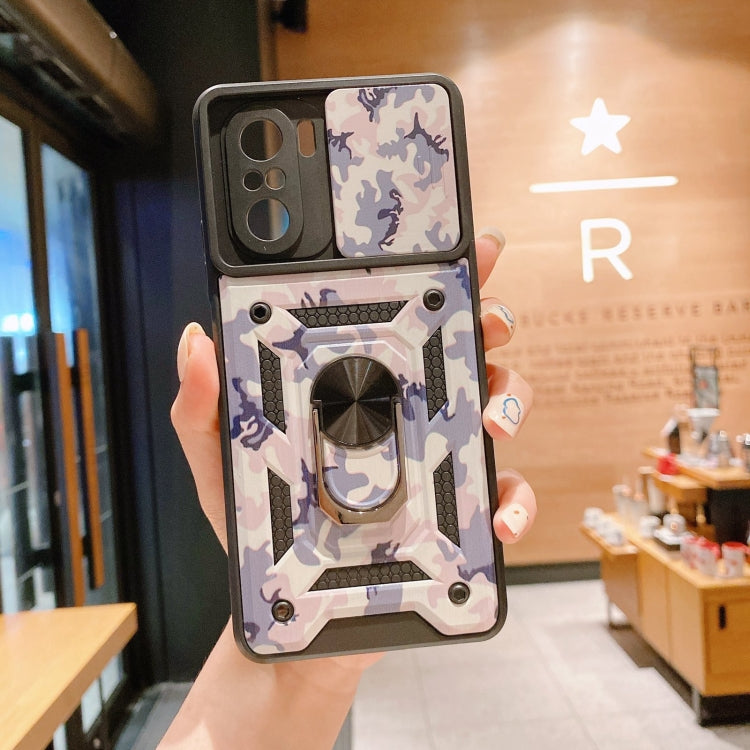 For Xiaomi Redmi K40 Pro Sliding Camera Cover Design Camouflage Series TPU+PC Protective Case