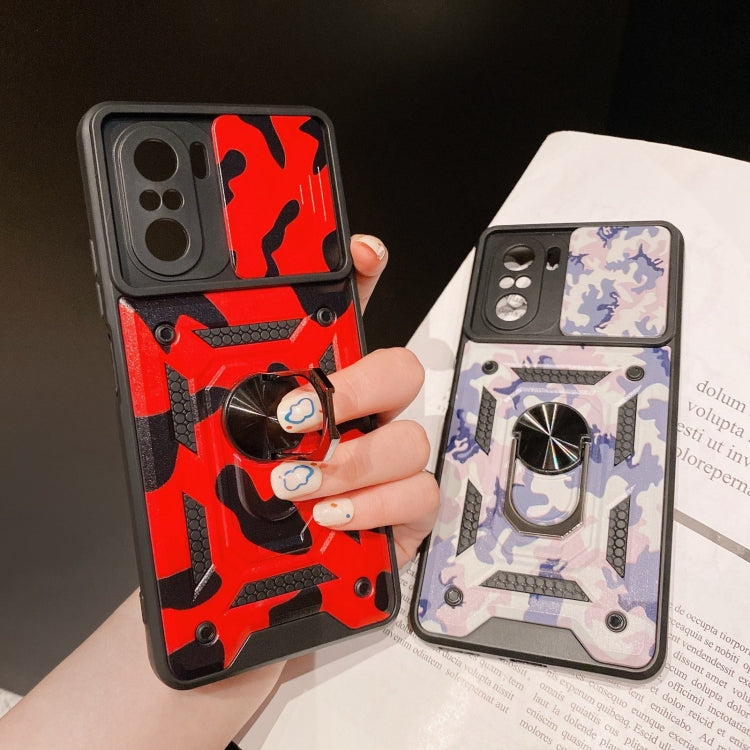 For Xiaomi Redmi K40 Pro Sliding Camera Cover Design Camouflage Series TPU+PC Protective Case