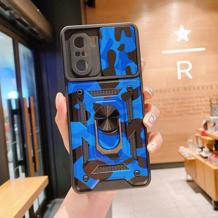 For Xiaomi Redmi K40 Pro Sliding Camera Cover Design Camouflage Series TPU+PC Protective Case