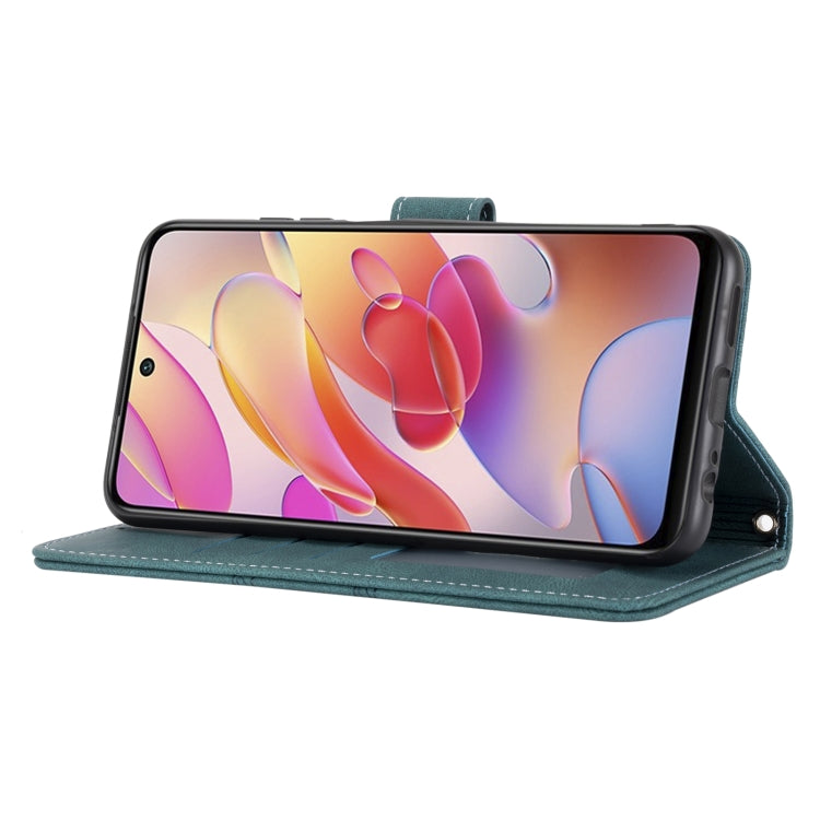 For Xiaomi Redmi Note 10 Embossed Striped Magnetic Buckle PU + TPU Horizontal Flip Leather Case with Holder & Card Slot & Wallet & Photo Frame & Sling