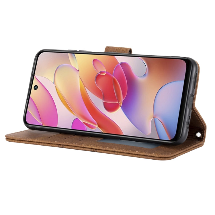 For Xiaomi Redmi Note 10 5G Embossed Striped Magnetic Buckle PU + TPU Horizontal Flip Leather Case with Holder & Card Slot & Wallet & Photo Frame & Sling