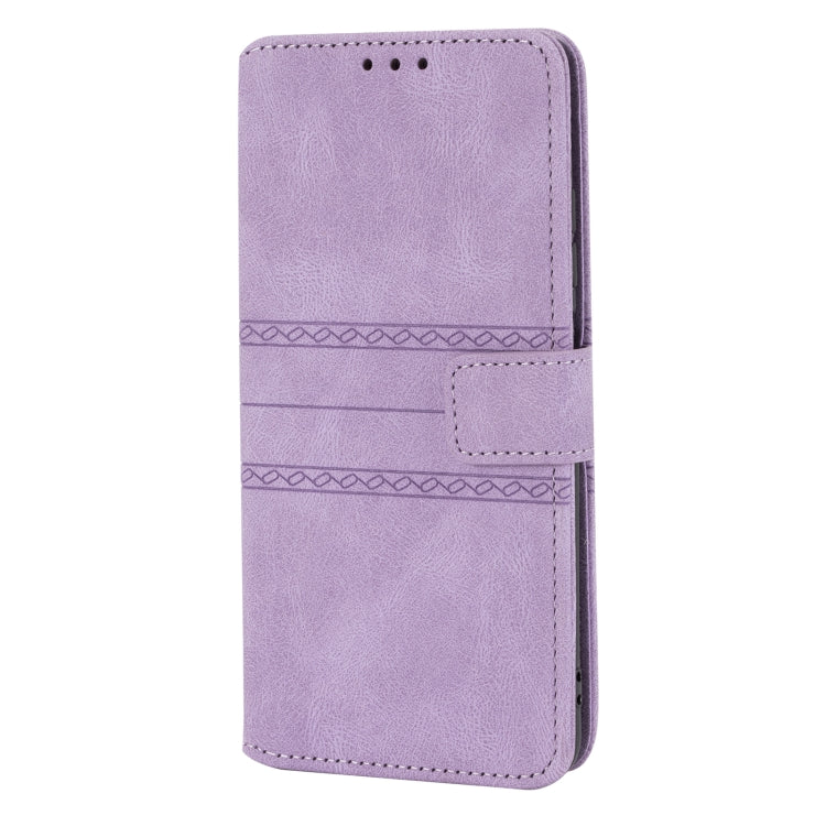 For Xiaomi Redmi Note 10 5G Embossed Striped Magnetic Buckle PU + TPU Horizontal Flip Leather Case with Holder & Card Slot & Wallet & Photo Frame & Sling