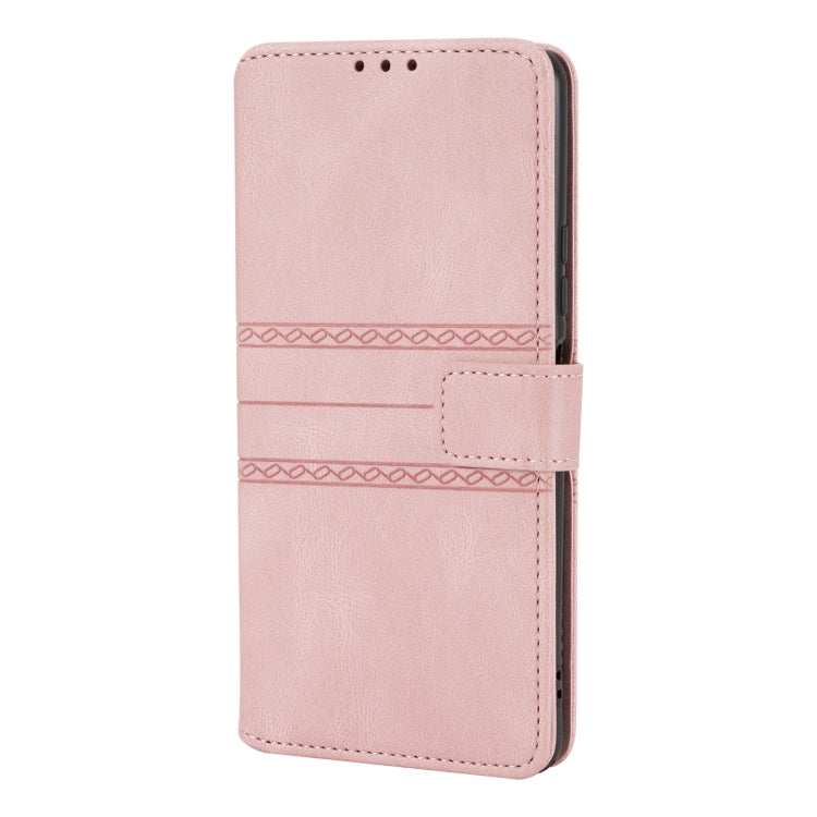 For Xiaomi Redmi Note 10 Pro Max Embossed Striped Magnetic Buckle PU + TPU Horizontal Flip Leather Case with Holder & Card Slot & Wallet & Photo Frame & Sling