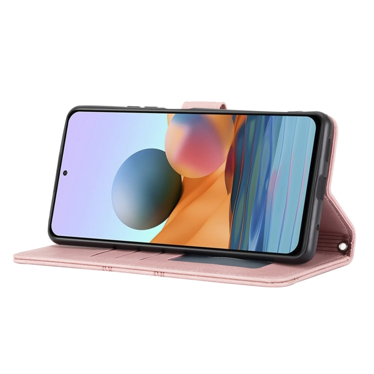 For Xiaomi Redmi Note 10 Pro Max Embossed Striped Magnetic Buckle PU + TPU Horizontal Flip Leather Case with Holder & Card Slot & Wallet & Photo Frame & Sling
