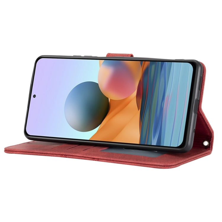 For Xiaomi Redmi Note 10 Pro Max Embossed Striped Magnetic Buckle PU + TPU Horizontal Flip Leather Case with Holder & Card Slot & Wallet & Photo Frame & Sling