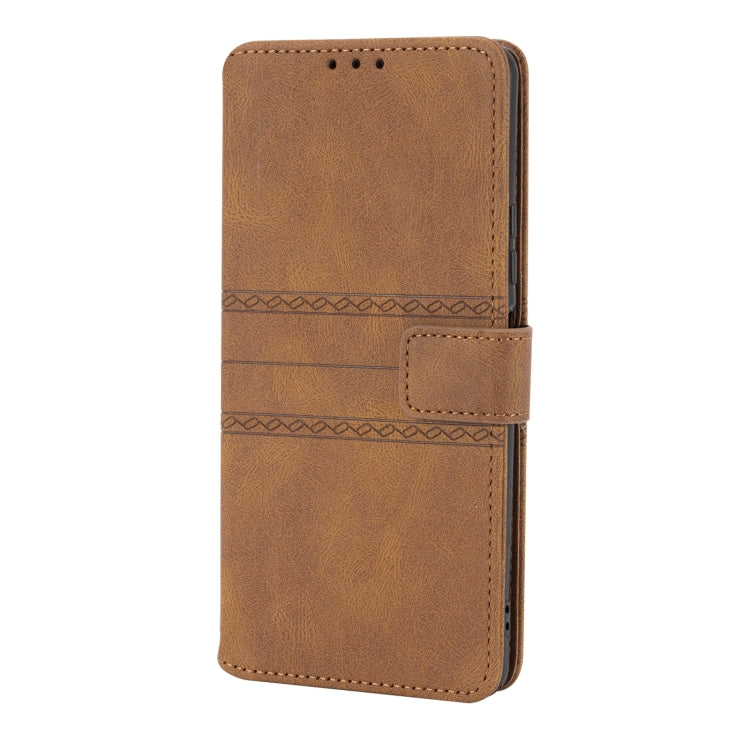 For Xiaomi Redmi Note 10 Pro Max Embossed Striped Magnetic Buckle PU + TPU Horizontal Flip Leather Case with Holder & Card Slot & Wallet & Photo Frame & Sling