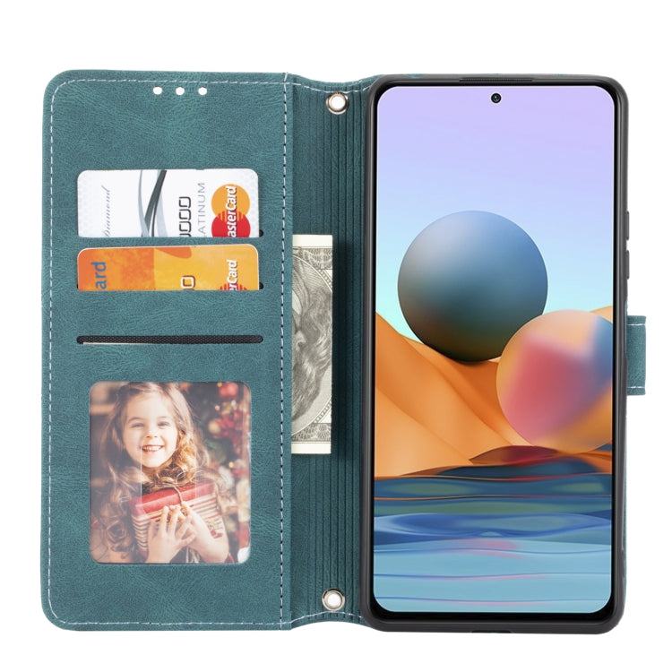 For Xiaomi Redmi Note 10 Pro Max Embossed Striped Magnetic Buckle PU + TPU Horizontal Flip Leather Case with Holder & Card Slot & Wallet & Photo Frame & Sling