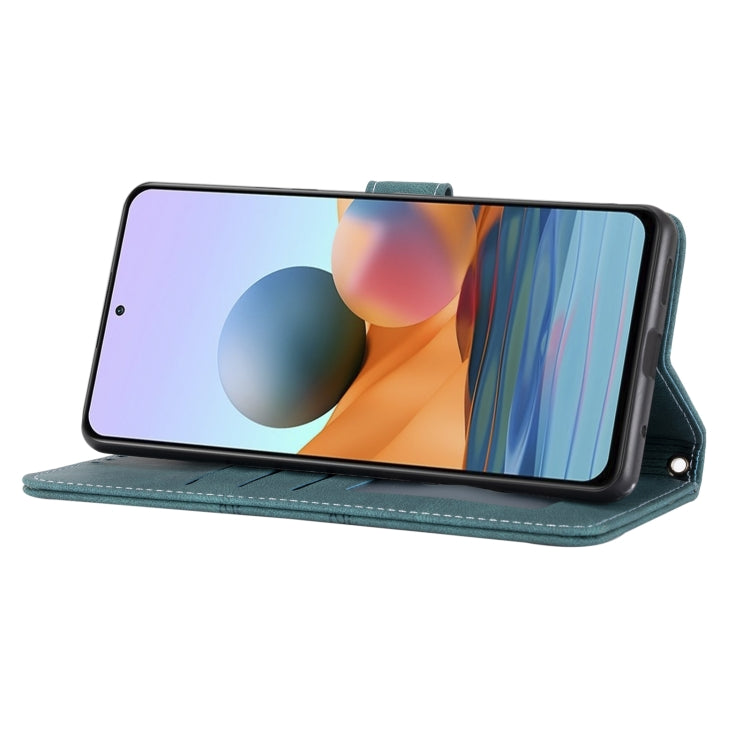 For Xiaomi Redmi Note 10 Pro Max Embossed Striped Magnetic Buckle PU + TPU Horizontal Flip Leather Case with Holder & Card Slot & Wallet & Photo Frame & Sling