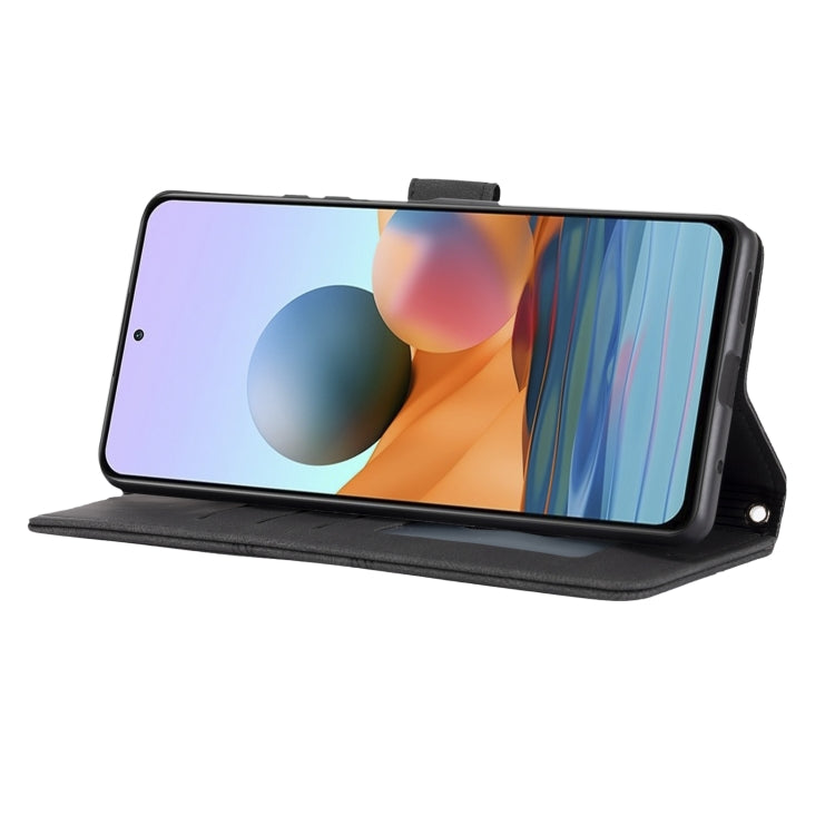 For Xiaomi Redmi Note 10 Pro Max Embossed Striped Magnetic Buckle PU + TPU Horizontal Flip Leather Case with Holder & Card Slot & Wallet & Photo Frame & Sling