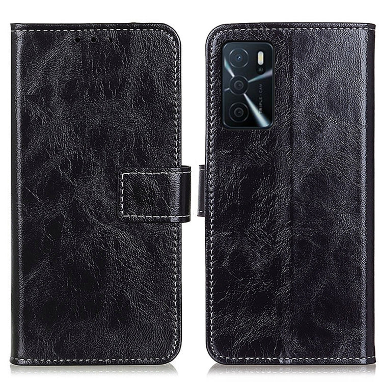 For OPPO A16 Retro Crazy Horse Texture Horizontal Flip Leather Case with Holder & Card Slots & Photo Frame & Wallet