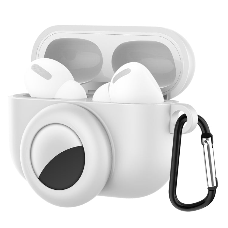 2 in 1 Anti-shock Anti-full Silicone Protective Case with Hook & Carabiner for AirPods Pro + AirTags