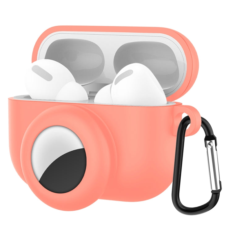 2 in 1 Anti-shock Anti-full Silicone Protective Case with Hook & Carabiner for AirPods Pro + AirTags