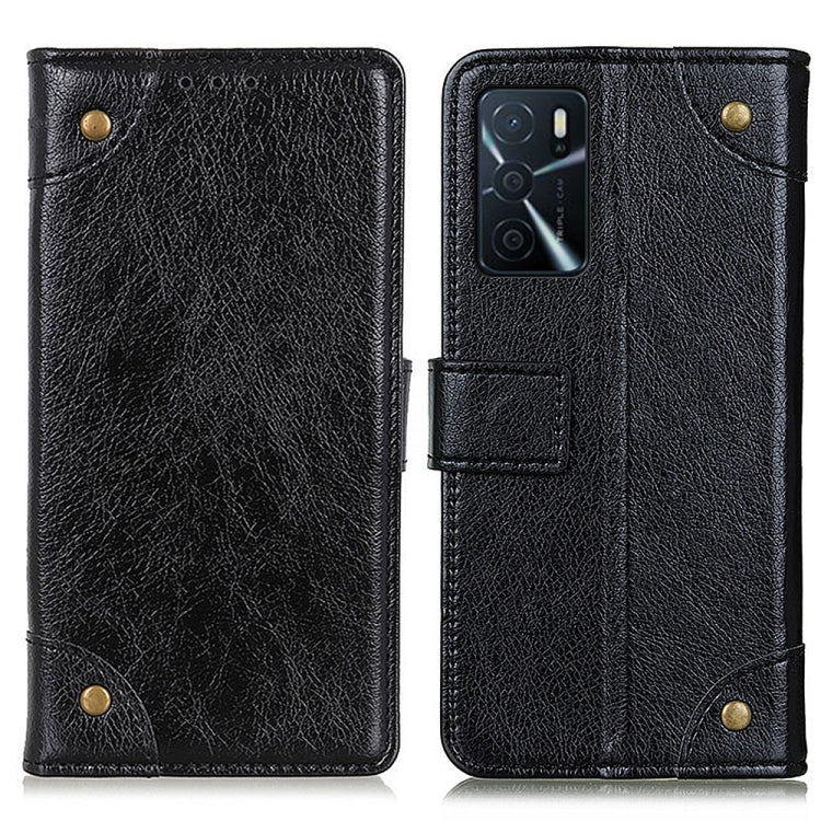 For OPPO A16 Copper Buckle Nappa Texture Horizontal Flip Leather Case with Holder & Card Slots & Wallet