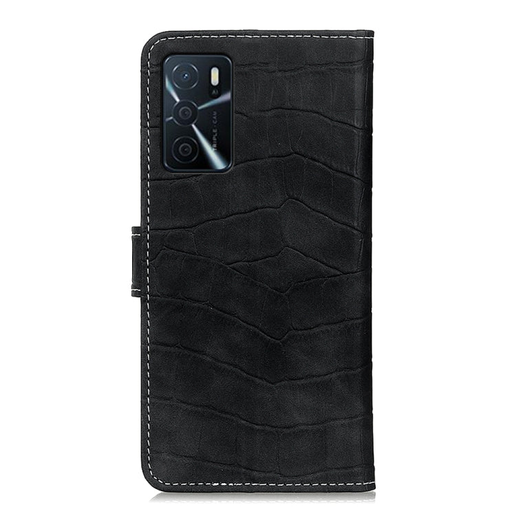 For OPPO A16 Magnetic Crocodile Texture Horizontal Flip Leather Case with Holder & Card Slots & Wallet