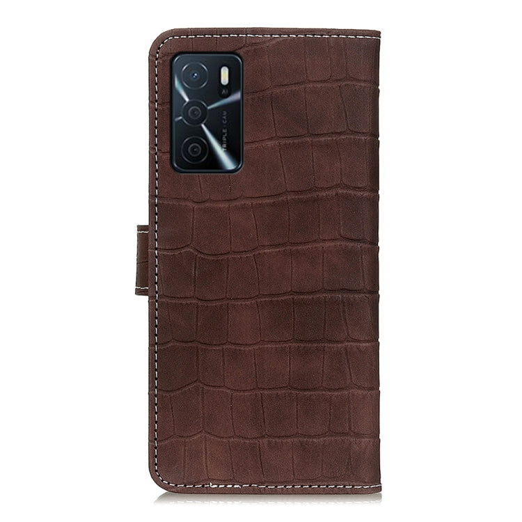 For OPPO A16 Magnetic Crocodile Texture Horizontal Flip Leather Case with Holder & Card Slots & Wallet