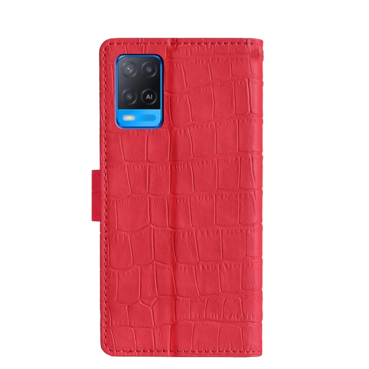 For OPPO A54 4G Skin Feel Crocodile Texture Magnetic Clasp Horizontal Flip PU Leather Case with Holder & Card Slots & Wallet