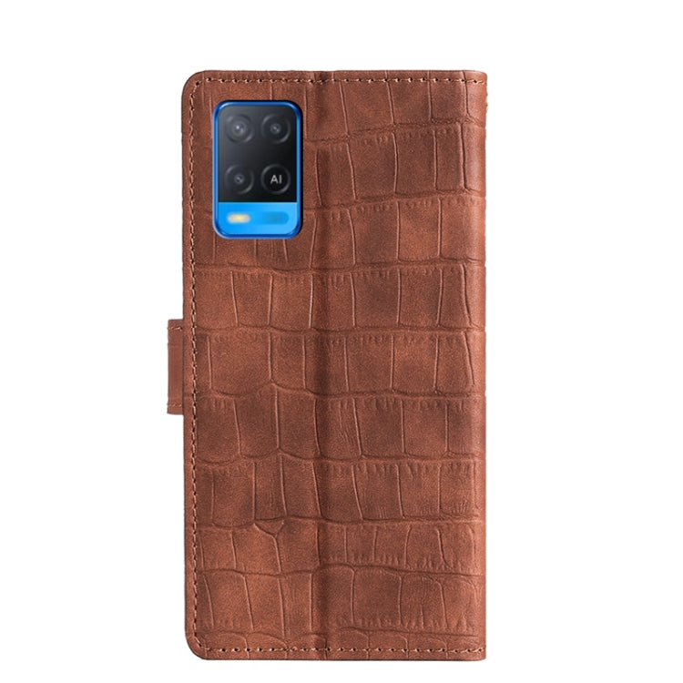 For OPPO A54 4G Skin Feel Crocodile Texture Magnetic Clasp Horizontal Flip PU Leather Case with Holder & Card Slots & Wallet