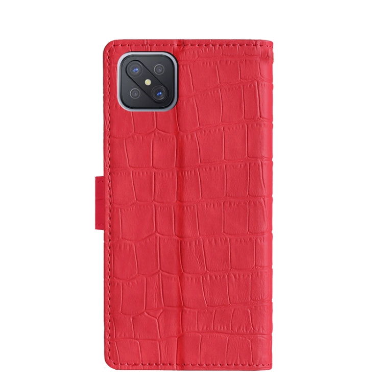 For OPPO A92s Skin Feel Crocodile Texture Magnetic Clasp Horizontal Flip PU Leather Case with Holder & Card Slots & Wallet