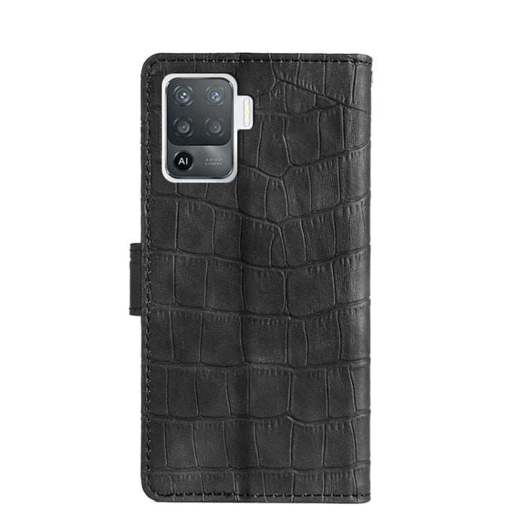 For OPPO A94 / F19 Pro Skin Feel Crocodile Texture Magnetic Clasp Horizontal Flip PU Leather Case with Holder & Card Slots & Wallet