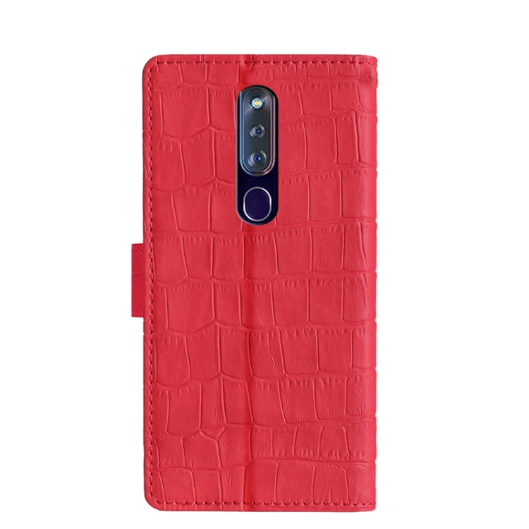 For OPPO F11 Pro Skin Feel Crocodile Texture Magnetic Clasp Horizontal Flip PU Leather Case with Holder & Card Slots & Wallet