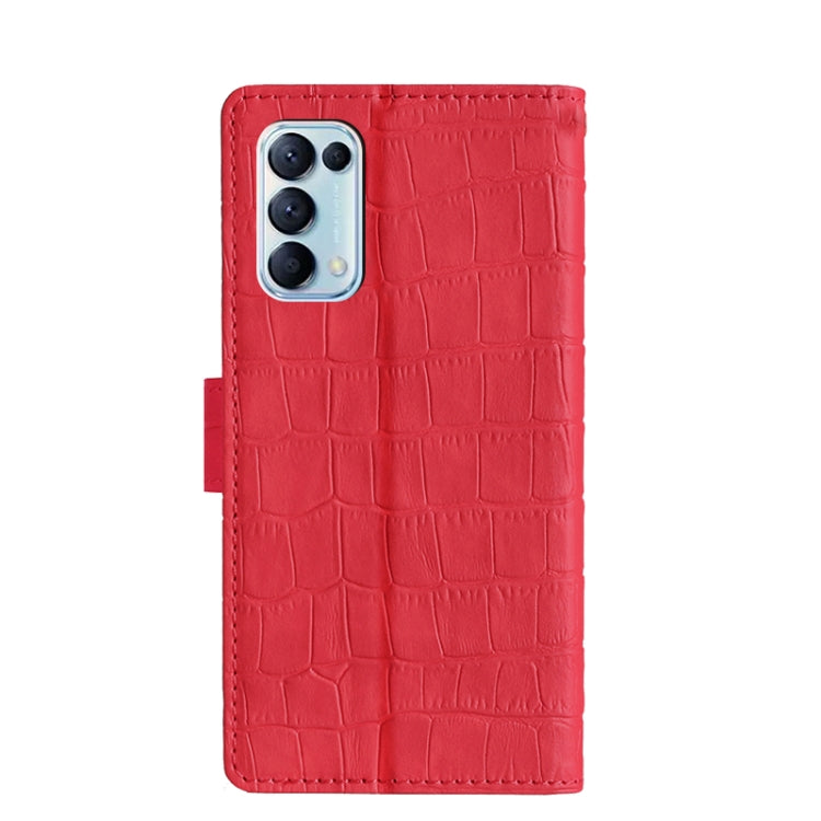 For OPPO Reno5 4G Skin Feel Crocodile Texture Magnetic Clasp Horizontal Flip PU Leather Case with Holder & Card Slots & Wallet