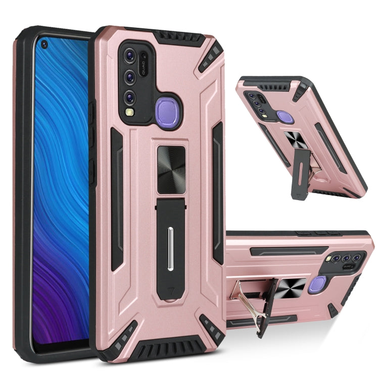 For vivo Y50 War-god Armor TPU + PC Shockproof Magnetic Protective Case with Folding Holder