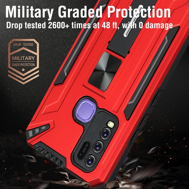 For vivo Y50 War-god Armor TPU + PC Shockproof Magnetic Protective Case with Folding Holder