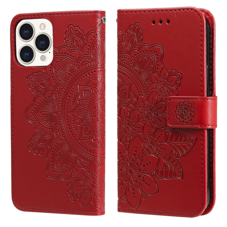 For iPhone 13 Pro Max 7-petal Flowers Embossing Pattern Horizontal Flip PU Leather Case with Holder & Card Slots & Wallet & Photo Frame