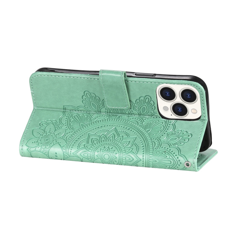 For iPhone 13 Pro Max 7-petal Flowers Embossing Pattern Horizontal Flip PU Leather Case with Holder & Card Slots & Wallet & Photo Frame