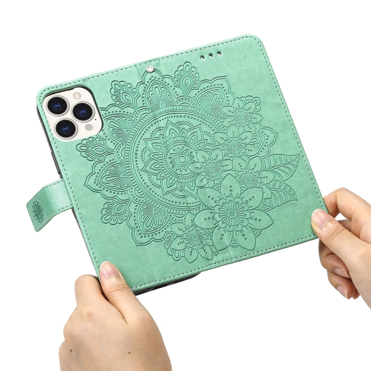 For iPhone 13 Pro Max 7-petal Flowers Embossing Pattern Horizontal Flip PU Leather Case with Holder & Card Slots & Wallet & Photo Frame