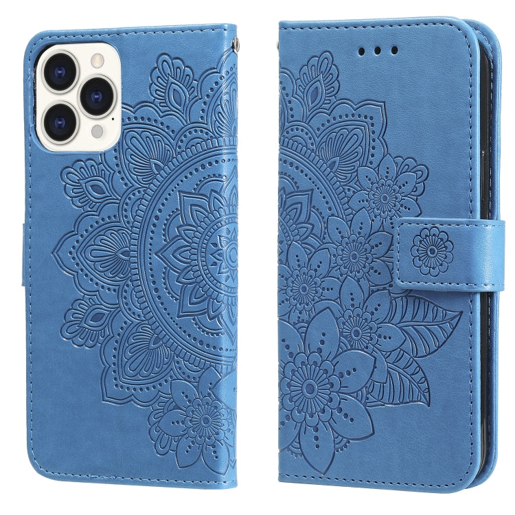 For iPhone 13 Pro Max 7-petal Flowers Embossing Pattern Horizontal Flip PU Leather Case with Holder & Card Slots & Wallet & Photo Frame