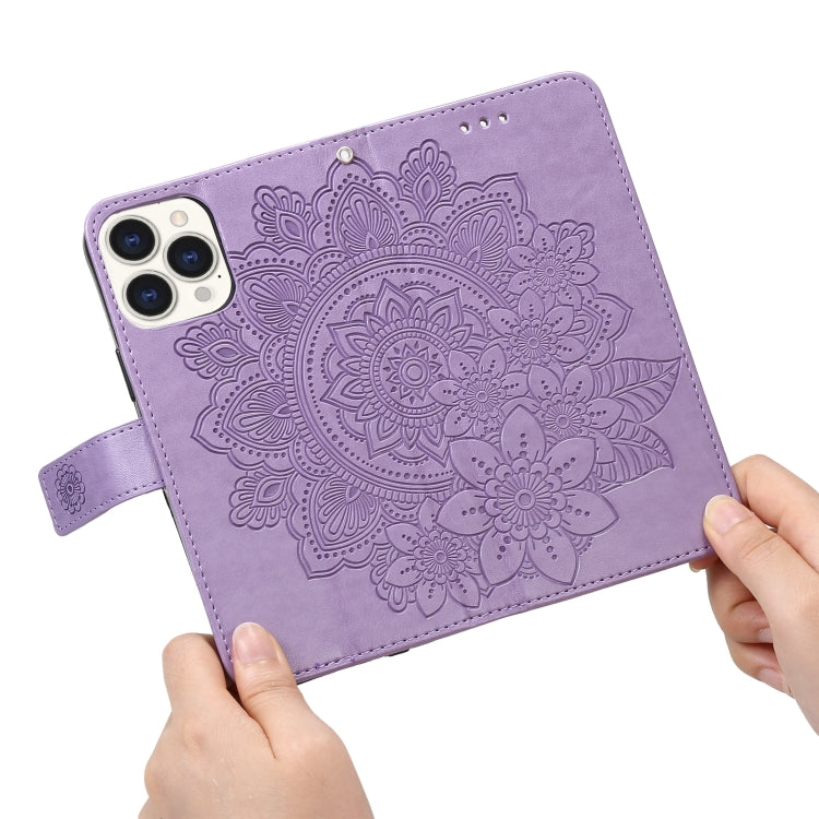 For iPhone 13 Pro Max 7-petal Flowers Embossing Pattern Horizontal Flip PU Leather Case with Holder & Card Slots & Wallet & Photo Frame