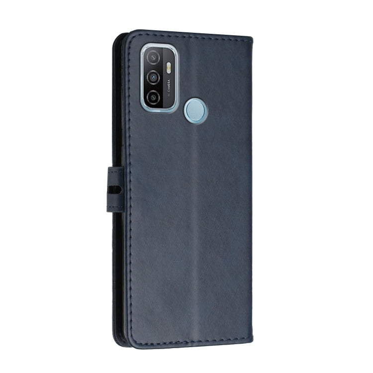 For OPPO A53 / A53s Stitching Style 2-Color Cow Texture Horizontal Flip PU Leather Case with Holder & Card Slot & Lanyard