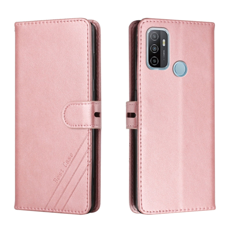 For OPPO A53 / A53s Stitching Style 2-Color Cow Texture Horizontal Flip PU Leather Case with Holder & Card Slot & Lanyard