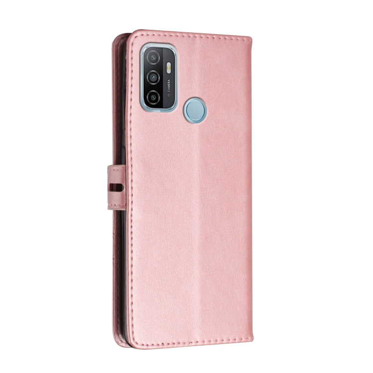 For OPPO A53 / A53s Stitching Style 2-Color Cow Texture Horizontal Flip PU Leather Case with Holder & Card Slot & Lanyard
