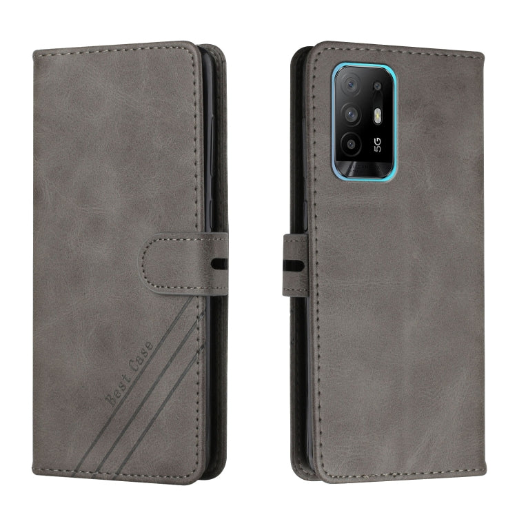For OPPO A94 5G / A95 5G Stitching Style 2-Color Cow Texture Horizontal Flip PU Leather Case with Holder & Card Slot & Lanyard