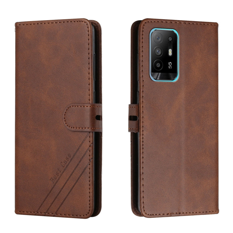 For OPPO A94 5G / A95 5G Stitching Style 2-Color Cow Texture Horizontal Flip PU Leather Case with Holder & Card Slot & Lanyard