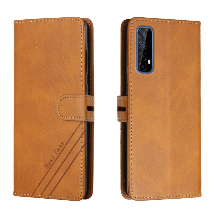 For Realme 7 Asia / Realme 7 Global Stitching Style 2-Color Cow Texture Horizontal Flip PU Leather Case with Holder & Card Slot & Lanyard