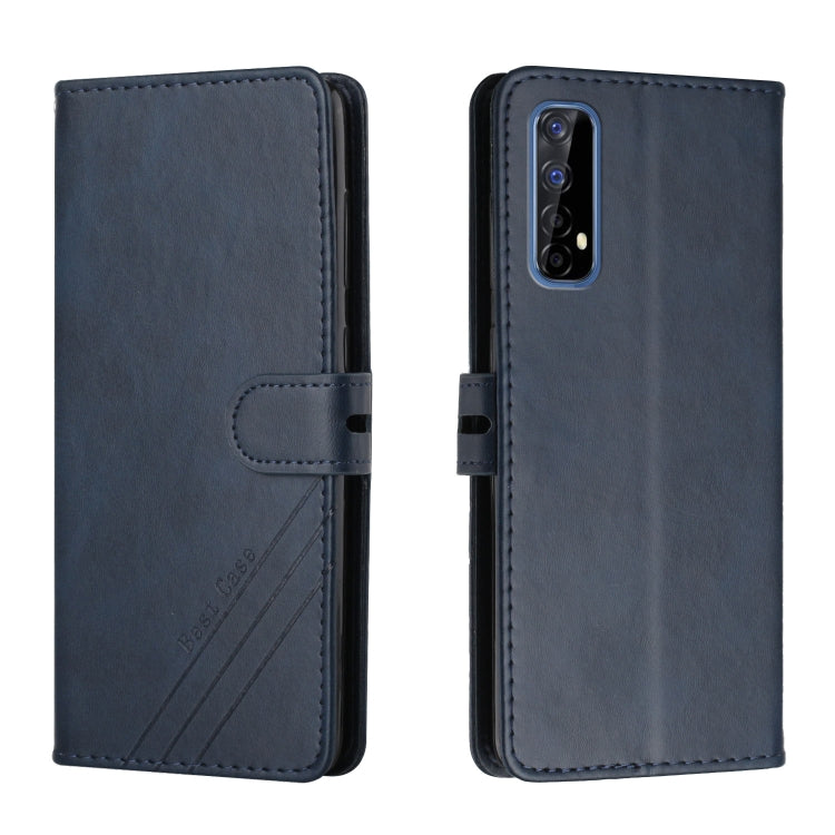For Realme 7 Asia / Realme 7 Global Stitching Style 2-Color Cow Texture Horizontal Flip PU Leather Case with Holder & Card Slot & Lanyard