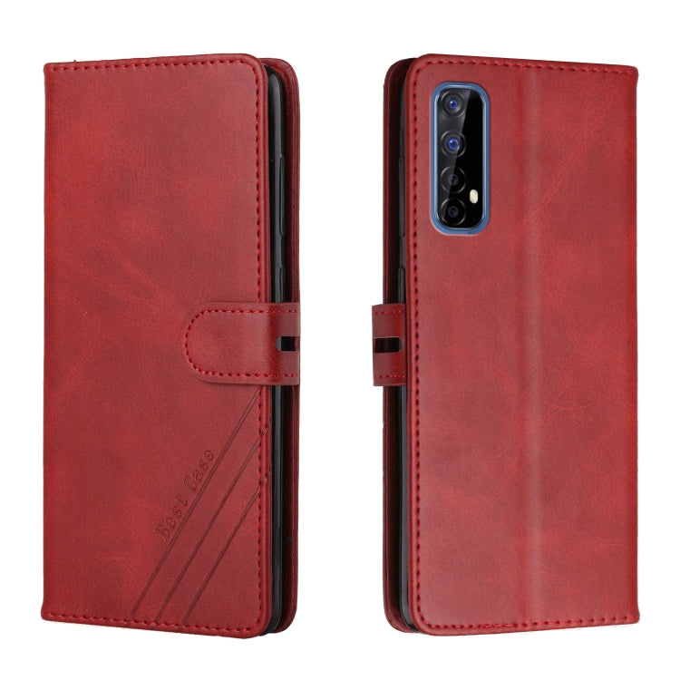 For Realme 7 Asia / Realme 7 Global Stitching Style 2-Color Cow Texture Horizontal Flip PU Leather Case with Holder & Card Slot & Lanyard