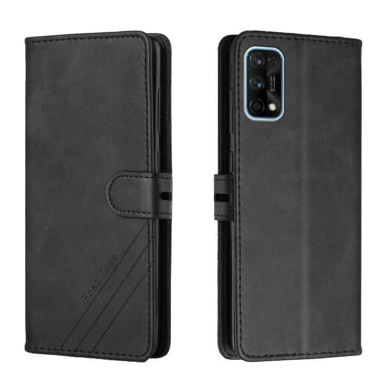 For Realme 7 Pro Stitching Style 2-Color Cow Texture Horizontal Flip PU Leather Case with Holder & Card Slot & Lanyard