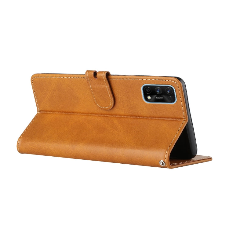 For Realme 7 Pro Stitching Style 2-Color Cow Texture Horizontal Flip PU Leather Case with Holder & Card Slot & Lanyard