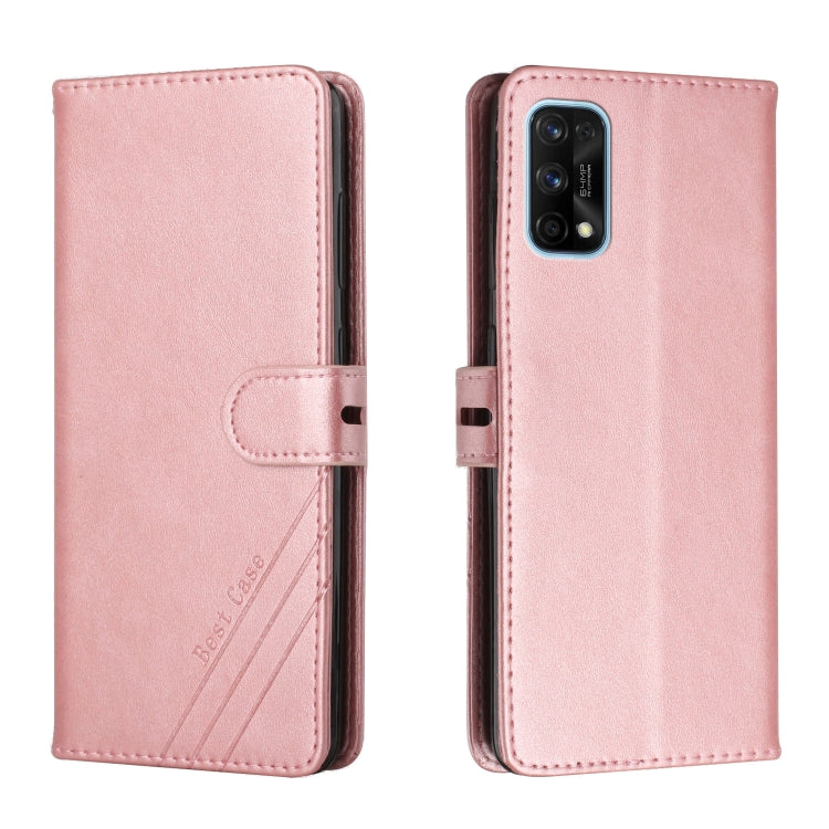 For Realme 7 Pro Stitching Style 2-Color Cow Texture Horizontal Flip PU Leather Case with Holder & Card Slot & Lanyard