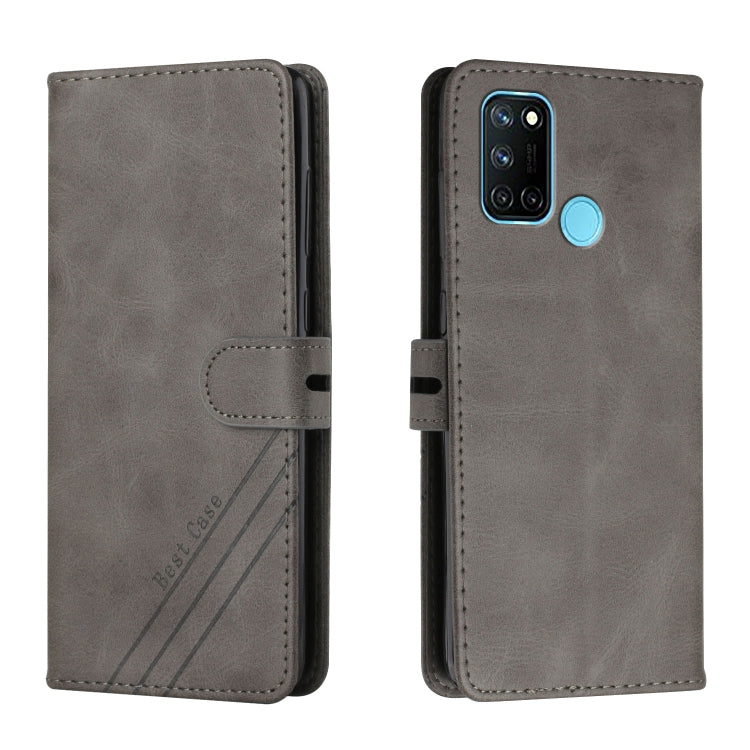 For Realme 7i Stitching Style 2-Color Cow Texture Horizontal Flip PU Leather Case with Holder & Card Slot & Lanyard