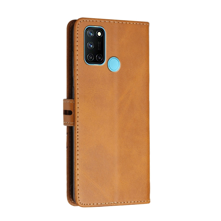For Realme 7i Stitching Style 2-Color Cow Texture Horizontal Flip PU Leather Case with Holder & Card Slot & Lanyard