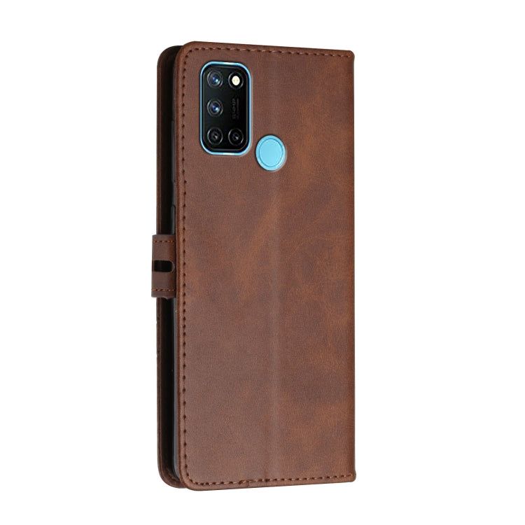 For Realme 7i Stitching Style 2-Color Cow Texture Horizontal Flip PU Leather Case with Holder & Card Slot & Lanyard