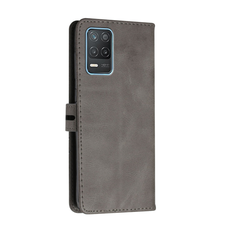 For Realme 8 5G Stitching Style 2-Color Cow Texture Horizontal Flip PU Leather Case with Holder & Card Slot & Lanyard