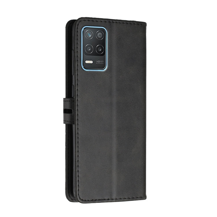 For Realme 8 5G Stitching Style 2-Color Cow Texture Horizontal Flip PU Leather Case with Holder & Card Slot & Lanyard