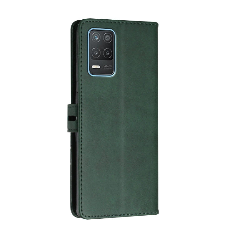 For Realme 8 5G Stitching Style 2-Color Cow Texture Horizontal Flip PU Leather Case with Holder & Card Slot & Lanyard