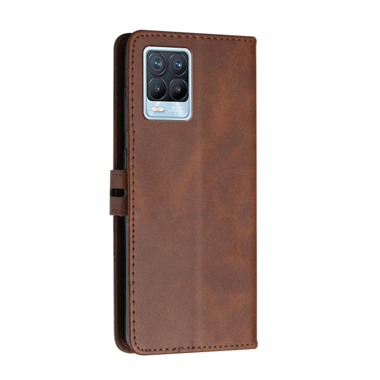 For Realme 8 / 8 Pro Stitching Style 2-Color Cow Texture Horizontal Flip PU Leather Case with Holder & Card Slot & Lanyard
